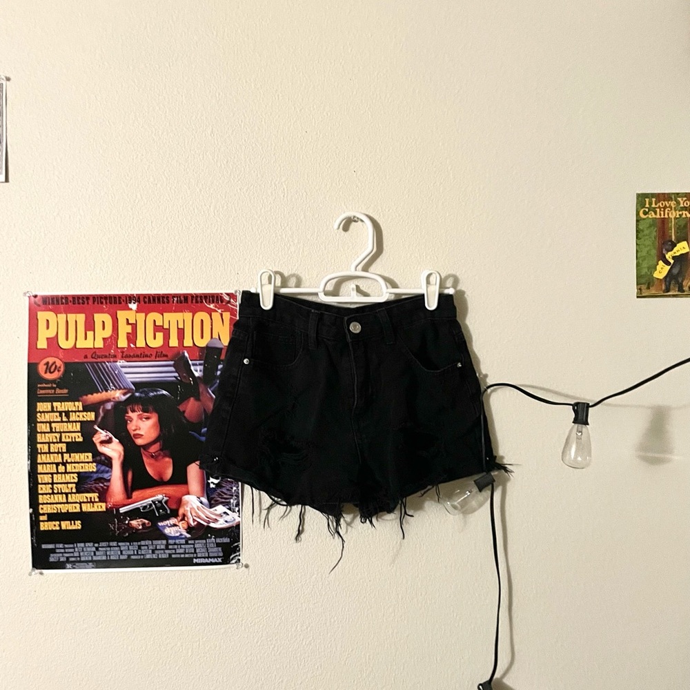 high-waisted black shorts